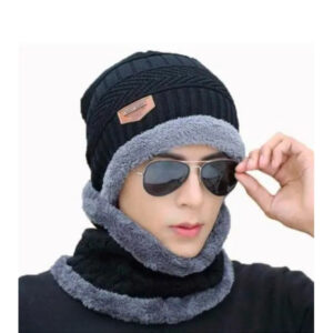 Winter Woolen Cap with Neck Cover, Beanie & Muffler Set