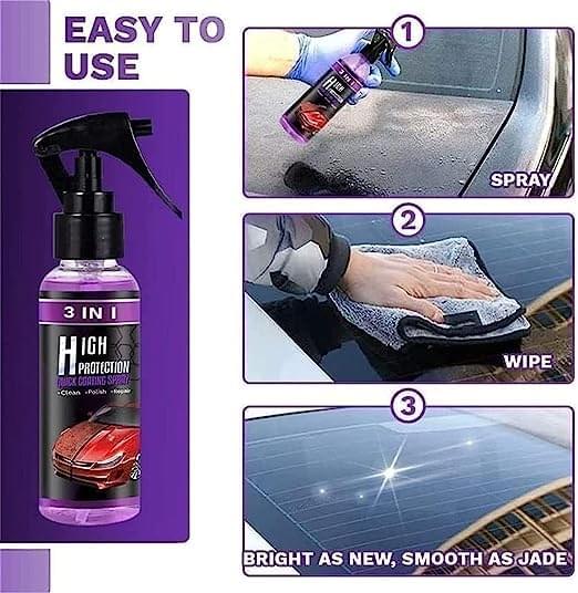 3-in-1 High Protection Ceramic Car Coating Spray for Wax & Plastic Parts (100ml) - Image 5